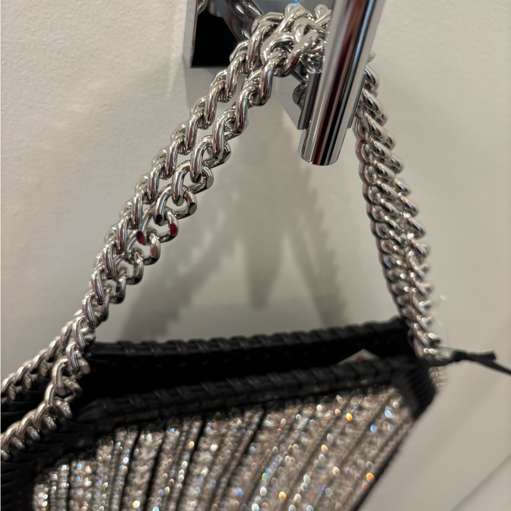 NWT House of Harlow 1960 stunning Chain & rhinestone waterfall bag - Picture 7 of 12